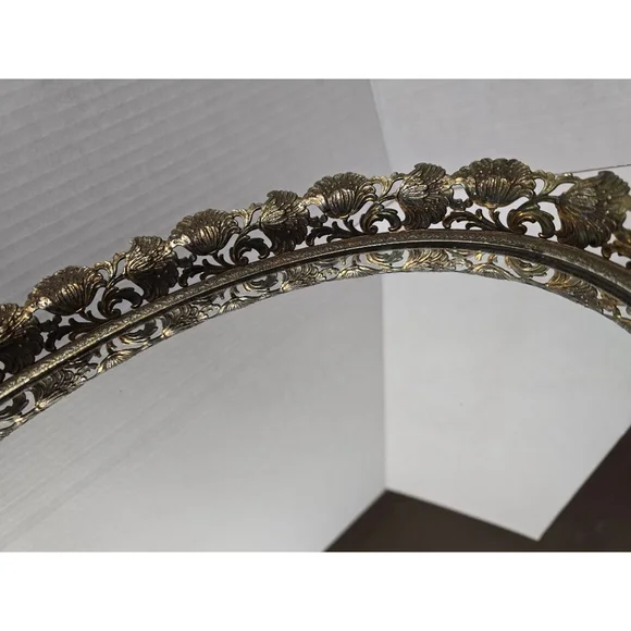 Vintage oval mirrored tray - Picture 2 of 8